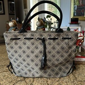 Dooney & Bourke Women's Signature Logo Canvas Satchel Bag with Tassel